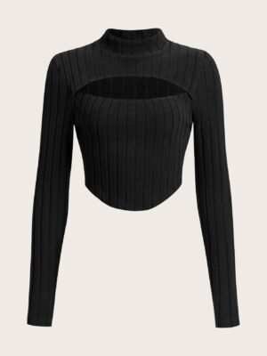 Sitara EZwear Cut Out Front Mock Neck Crop