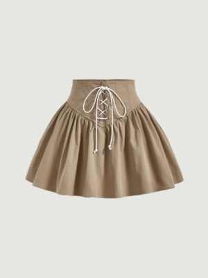 Sitara Lace Up Front Flare Skirt