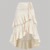 Sitara Creamy Apricot Summer Skirt With High-Low Hem ,Drawstring Ruffled Layered,Party Skirt,Boho Skirt,Lunch Skirt